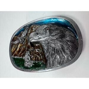 Vintage C&J Eagles Mountain Belt Buckle 1986 CJ 1135 Made in USA